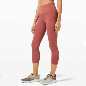 Lululemon Fast and Free High Rise Crop in Cherry Tint Size 8